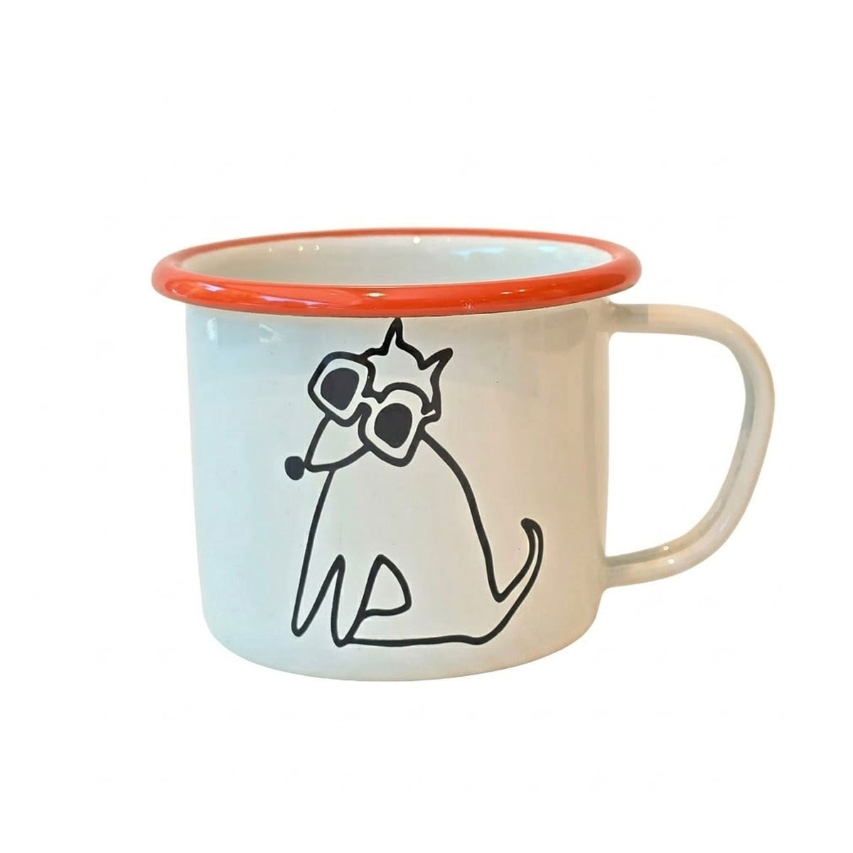 Çamlıca Home gözlüklü köpek figürlü 350 ml emaye kupa çocuk ve kamp kullanımı