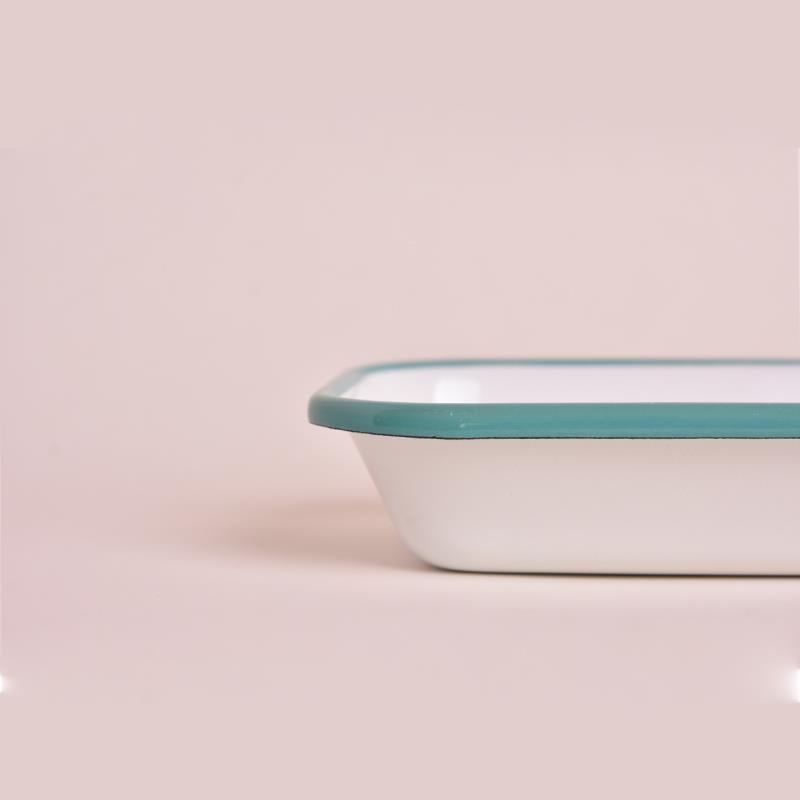 Emaye Meze Tabağı Turkuaz Bant 16 cm - Emayeci