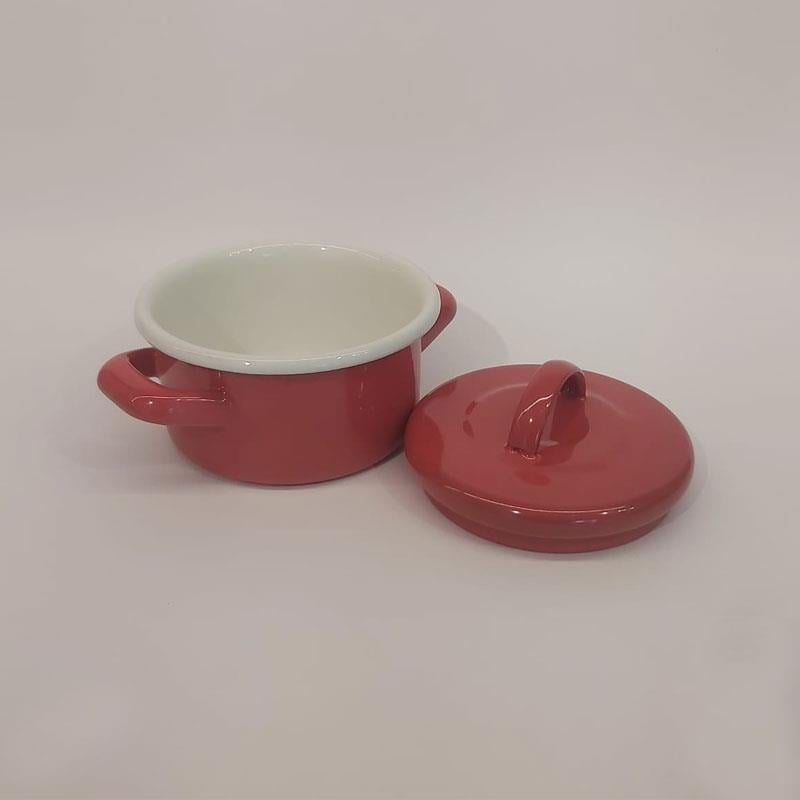 Emaye Mini Tencere 12 cm Kırmızı - Emayeci