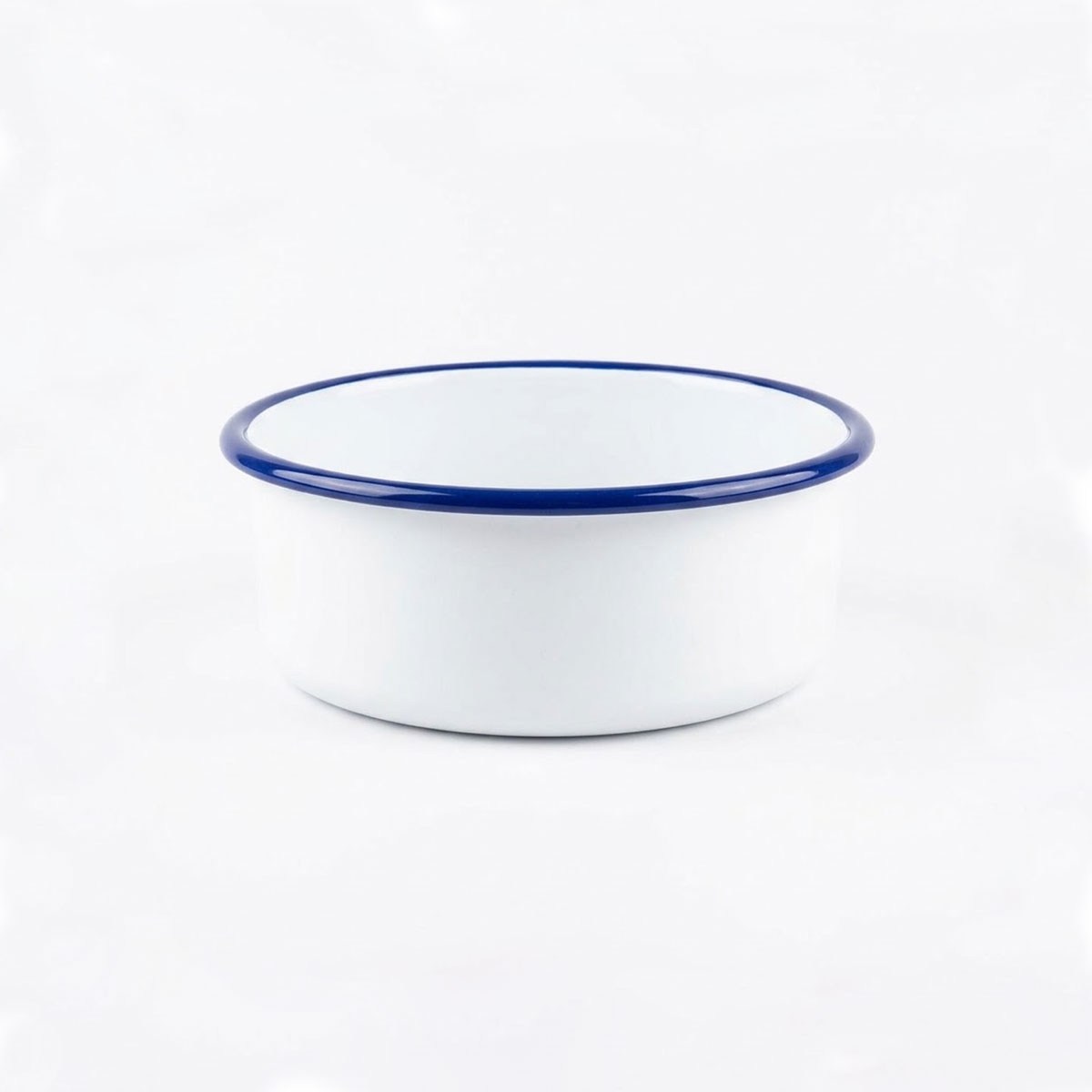 Çamlıca Home kobalt mavi kordon biyeli beyaz 16 cm küçük boy emaye saklama kabı ve kase