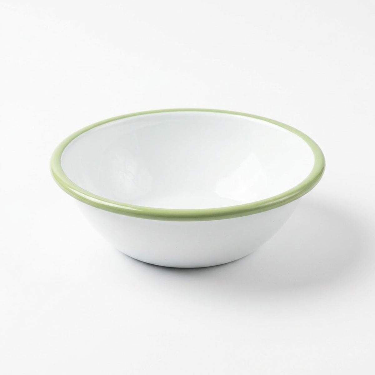 Çamlıca Home beyaz renkli mint kordonlu 20 cm emaye salata ve sunum kasesi