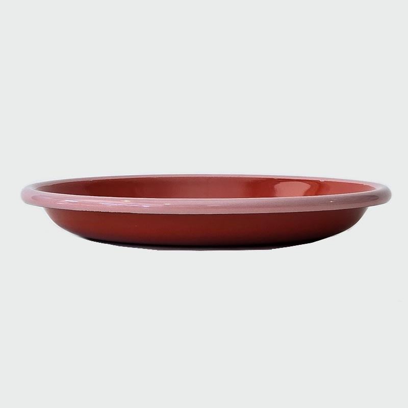 Emaye Tabak 20 cm K. Somon Kordon Pembe - gül-kurusu-emaye-servis-tabağı-20-cm-koyu-somon-pembe-kenarlı
