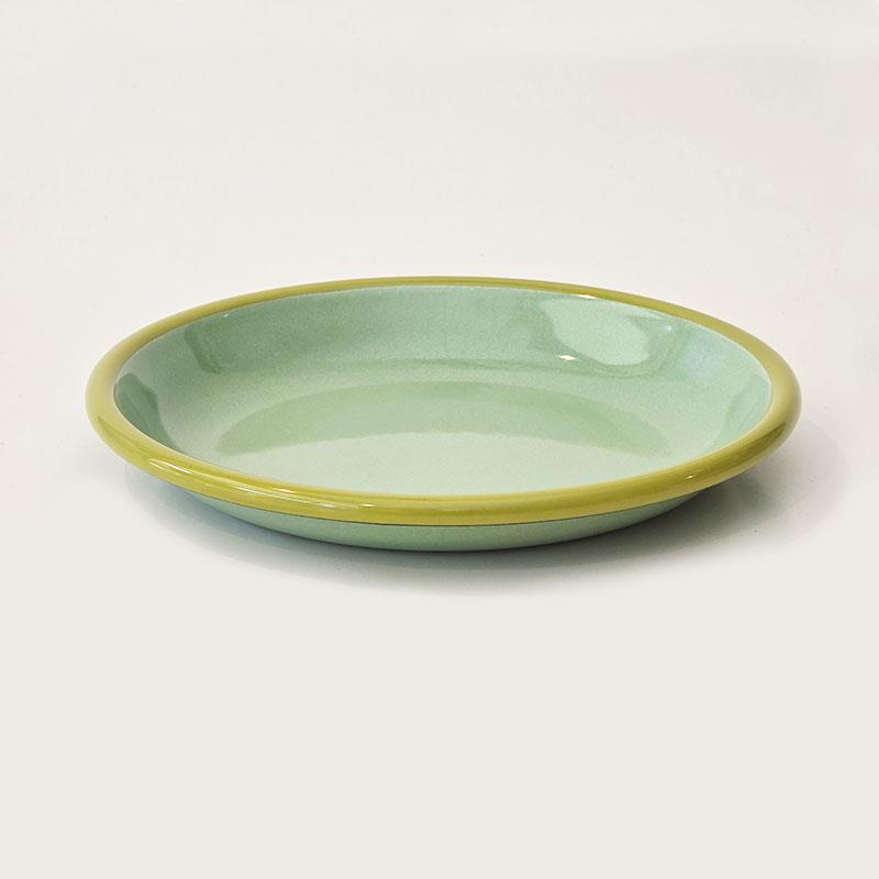 Emaye Tabak 20 cm Nil Yeşili Kordon F.Yeşil - nil-yeşili-emaye-servis-tabağı-20-cm-fıstık-yeşil-kenarlı