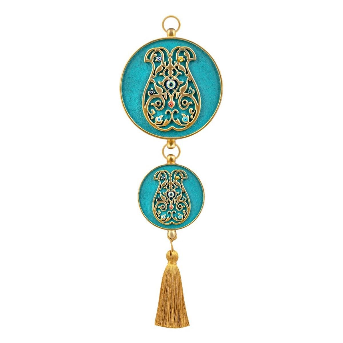 Nazar boncuklu duvar süsü Emayra Yeşil Kaftan Motifli Püsküllü - Çamlıca Home