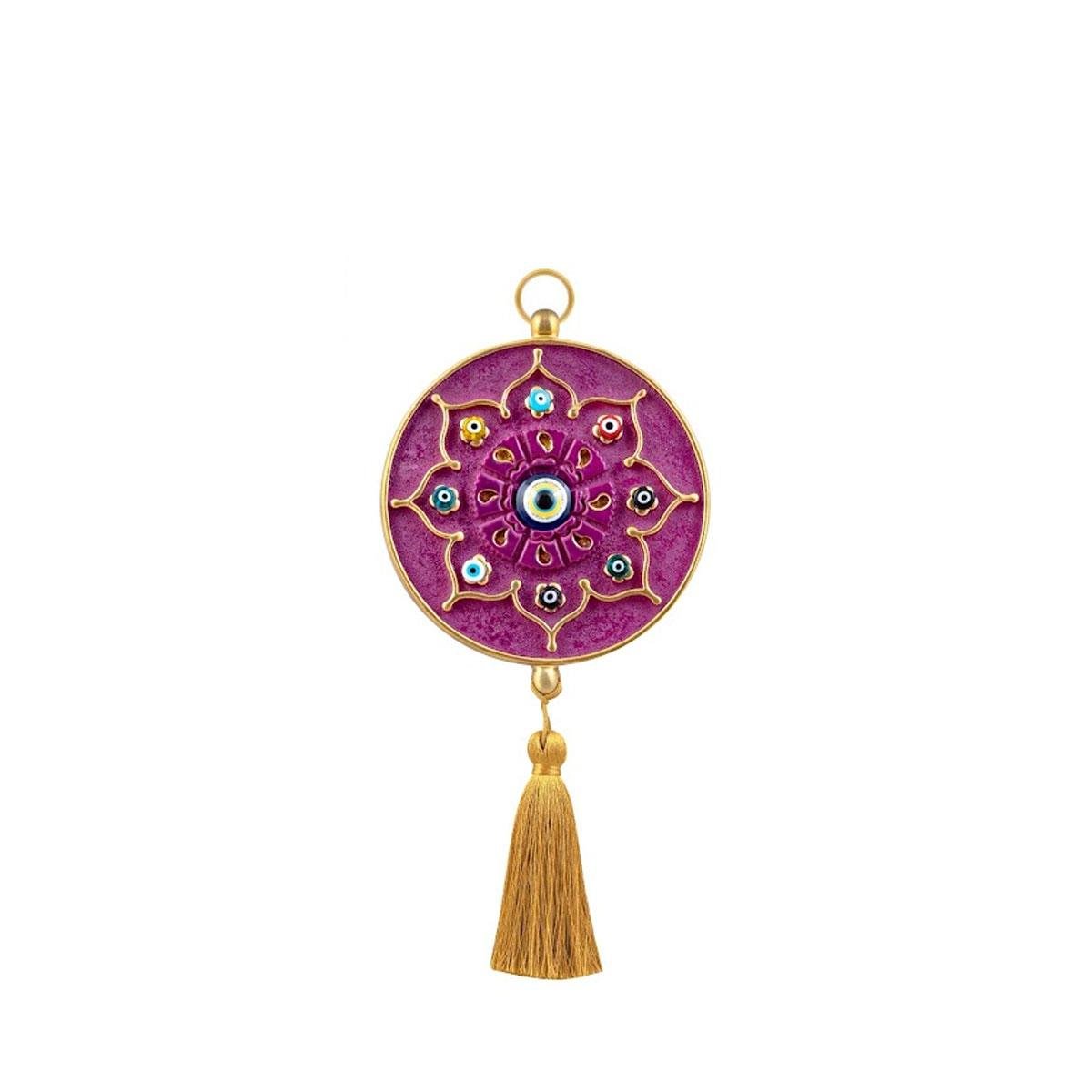 Emayra Tekli Nazar Boncuklu Duvar Süsü, ametist rengi ve yıldız motifli