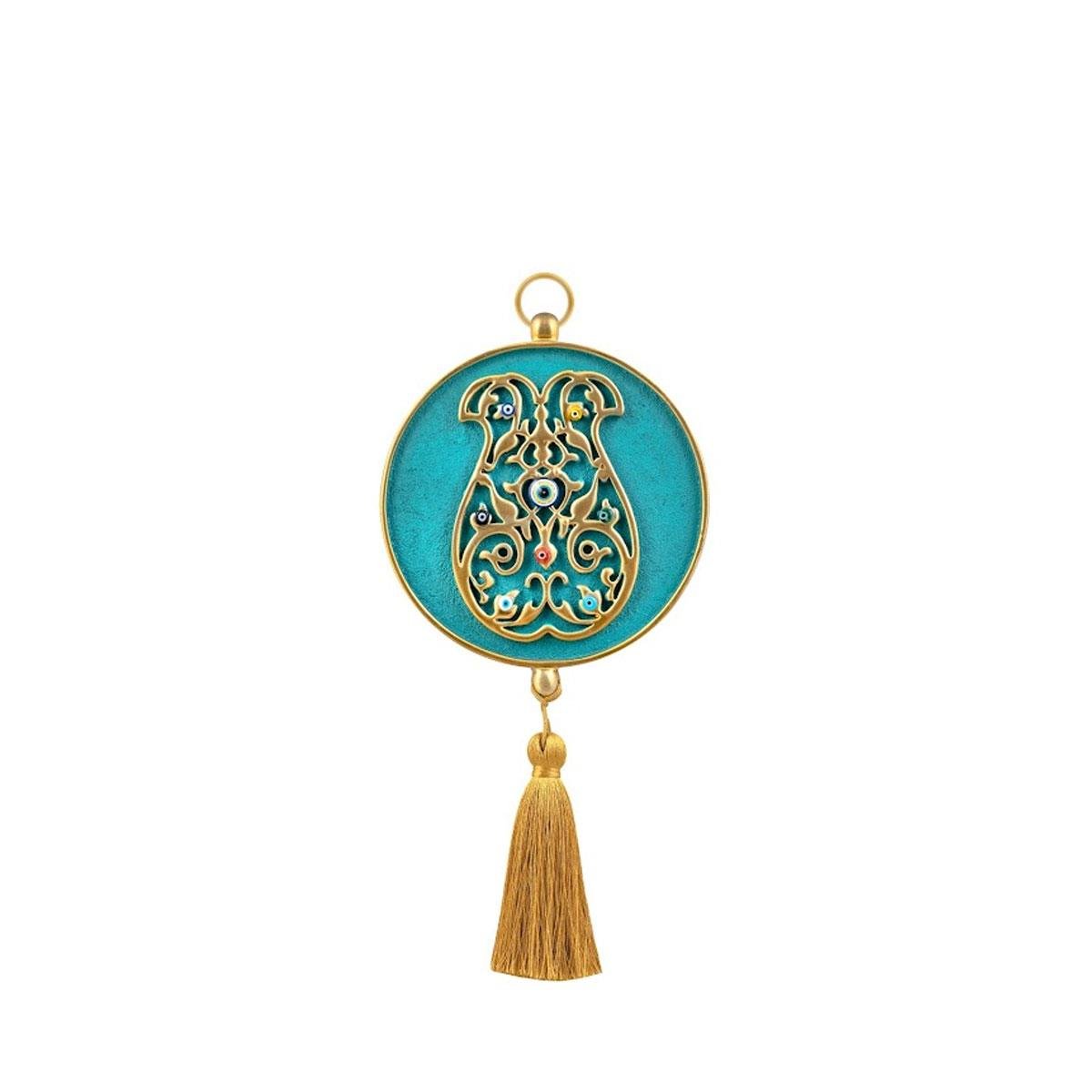 Emayra Tekli Nazar Boncuklu Duvar Süsü, yeşil rengi ve kaftan motifli