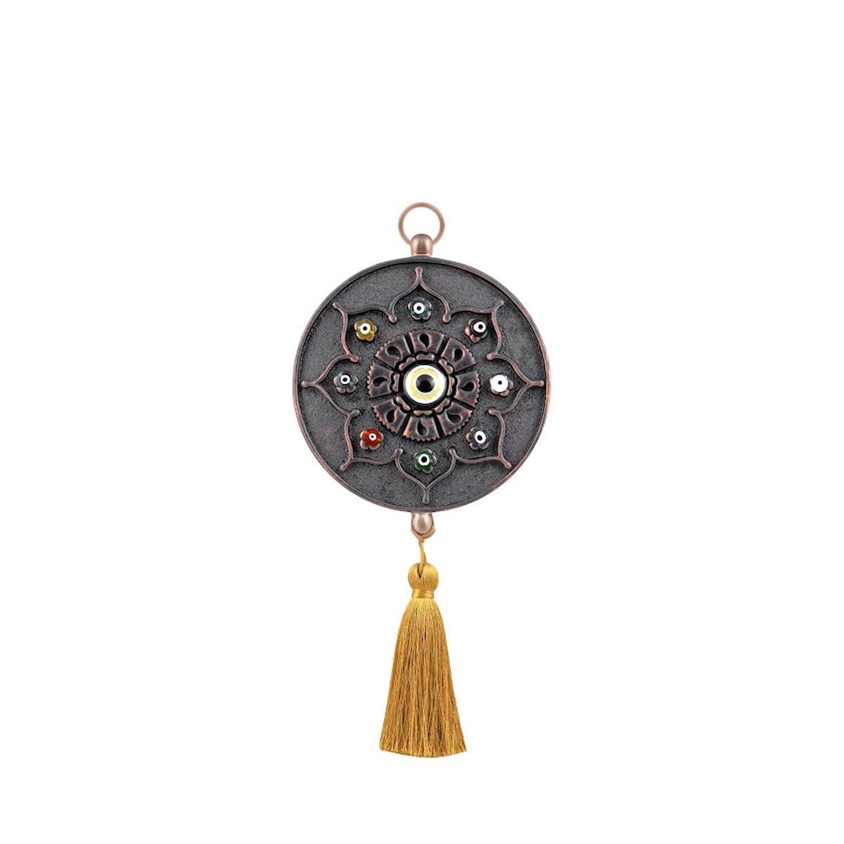 Emayra Tekli Nazar Boncuklu Duvar Süsü, füme bakır rengi ve yıldız motifli