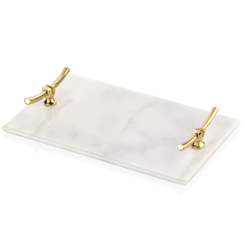 Evza Dikdörtgen Mermer Tepsi Beyaz - Seta Bianca