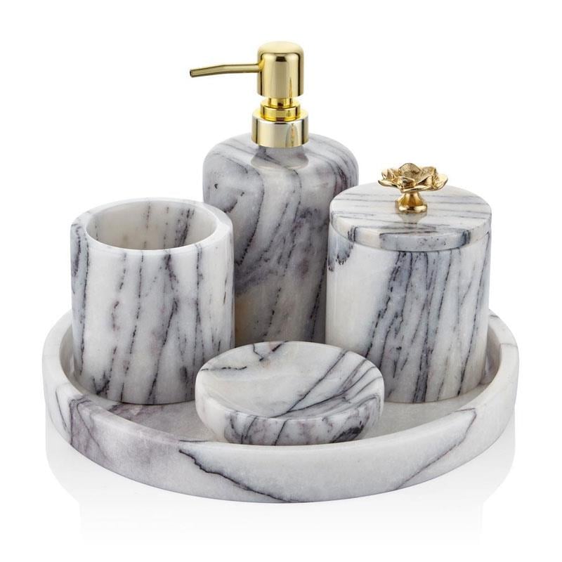 Evza Mermer 5 Parça Lotus Leylak Banyo Seti  - Seta Bianca