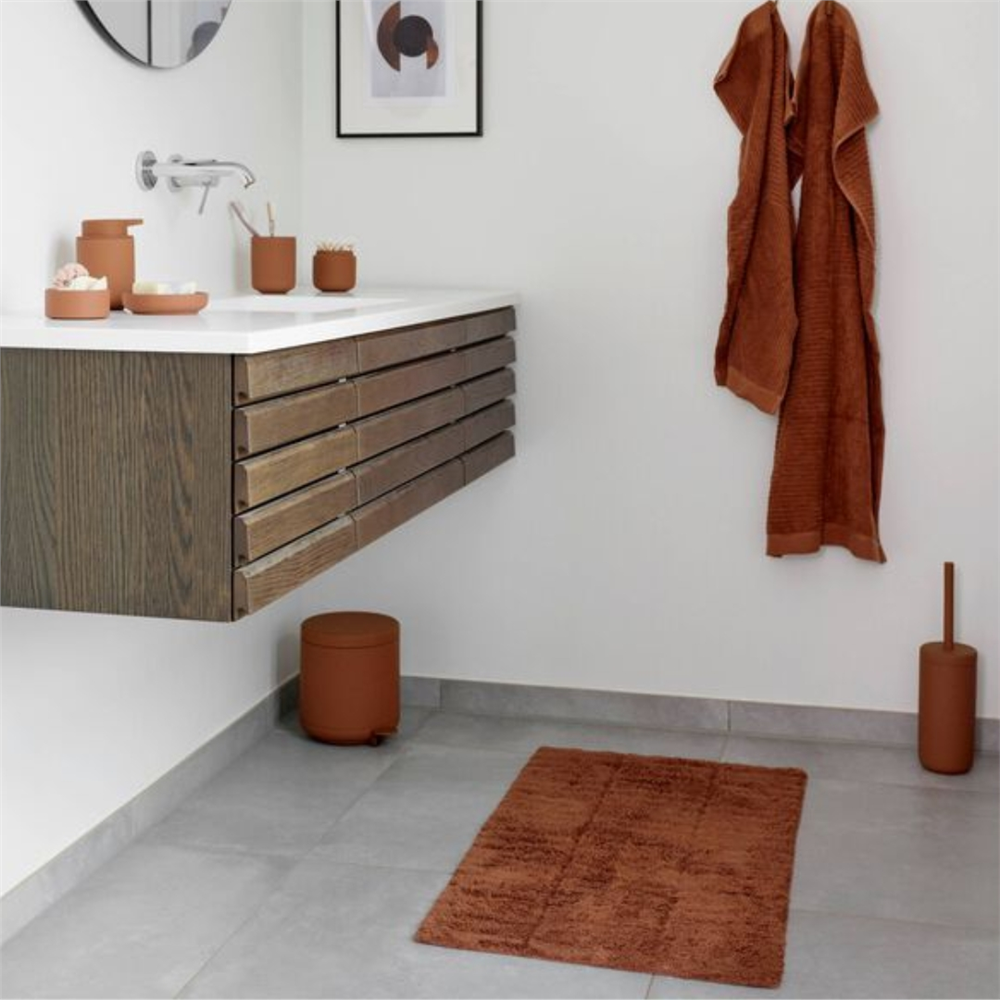 Fayans Banyo Paspası Terracotta Rengi %100 Pamuk 50x80 cm - Zone Denmark
