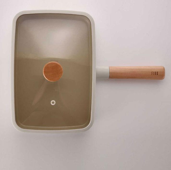 Fika Dikdörtgen Tava 29 cm Cam Kapaklı Bej - NEOFLAM