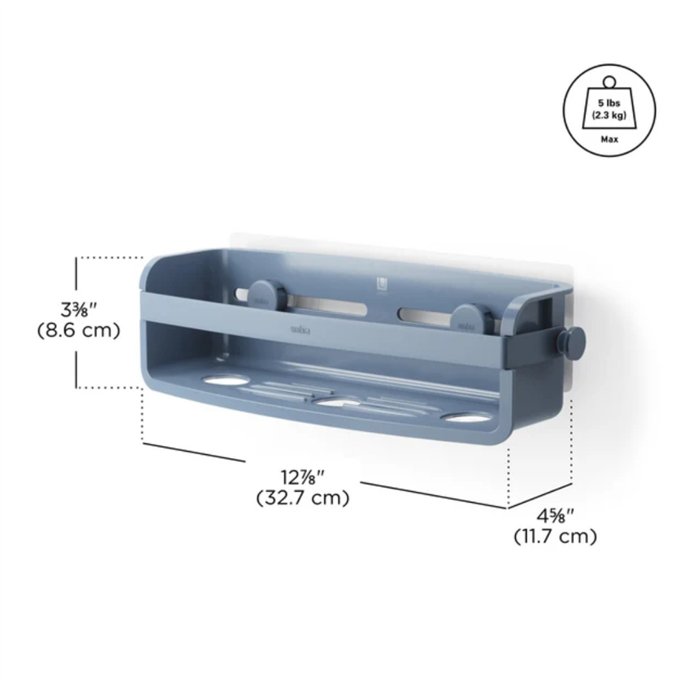 Flex Yapışkanlı Banyo Duş Rafı Gri Mavi 32.7 cm - Umbra