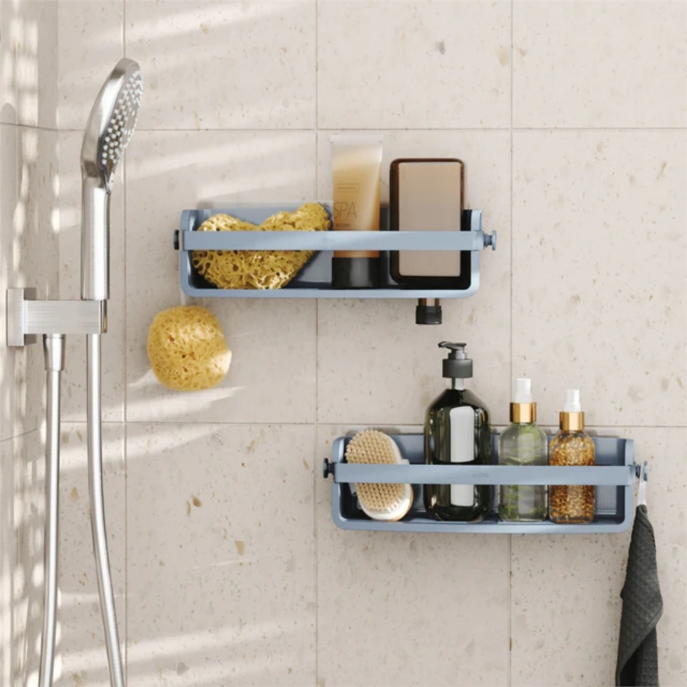Flex Yapışkanlı Banyo Duş Rafı Gri Mavi 32.7 cm - Umbra
