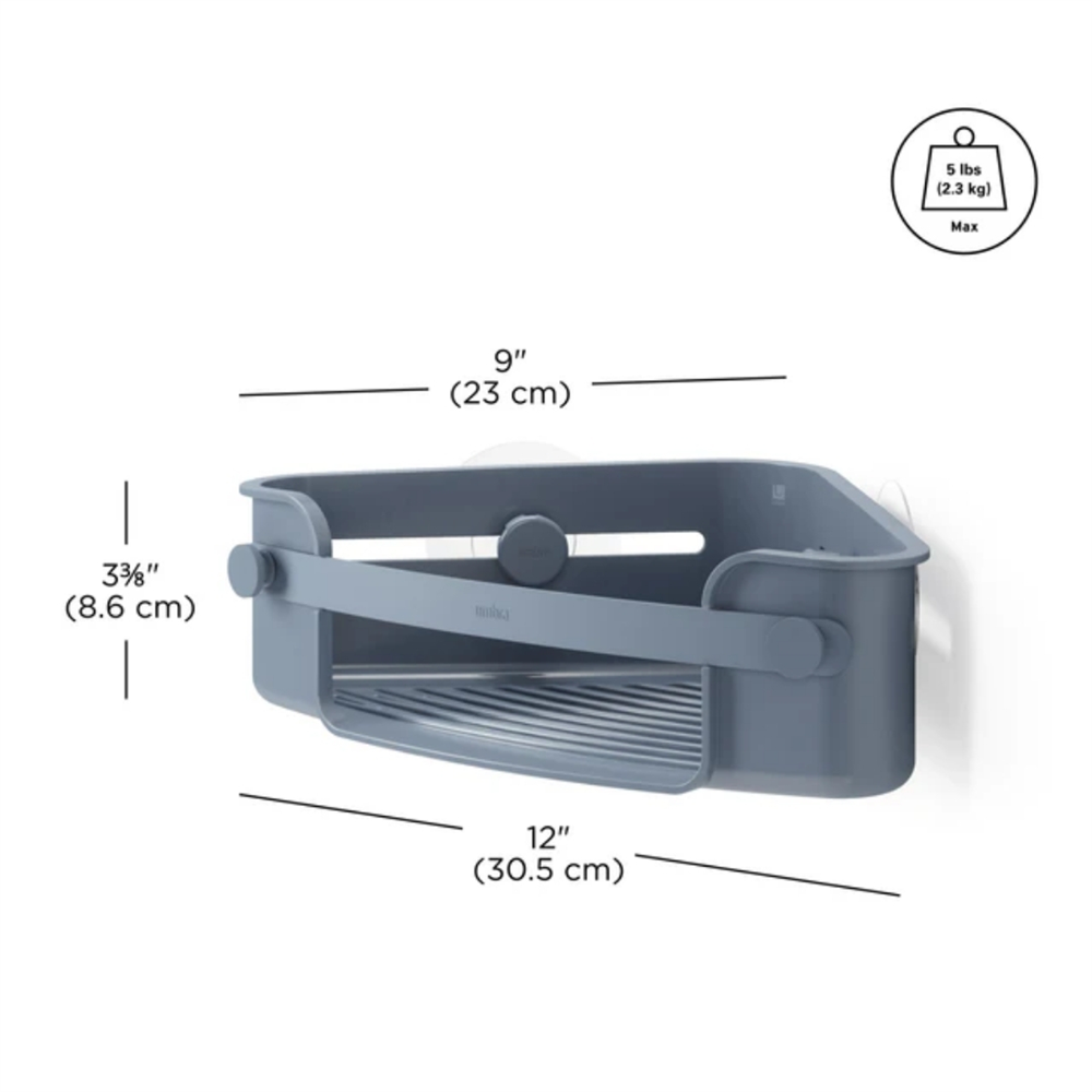 Flex Yapışkanlı Köşe Duş Rafı Gri Mavi 30.5 cm - Umbra