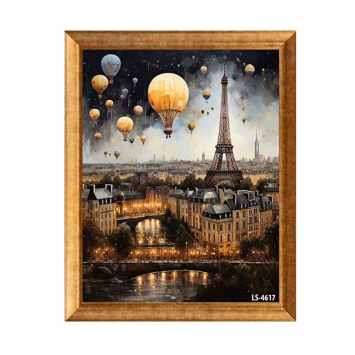 paris-eyfel-balonlar-gece-altin-cerceveli-tablo-ls-4617 - Çamlıca Home