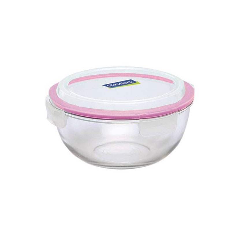 Glasslock Yuvarlak Cam Saklama Kabı 4000 ml - Büyük Boy 4 Litre Kapasiteli Kilitli Sızdırmaz Kapaklı Cam Kap