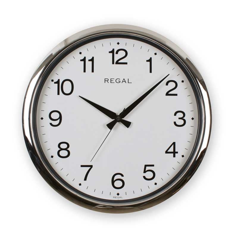 Gümüş Renk Metalize Yuvarlak Duvar Saati - Regal Saat