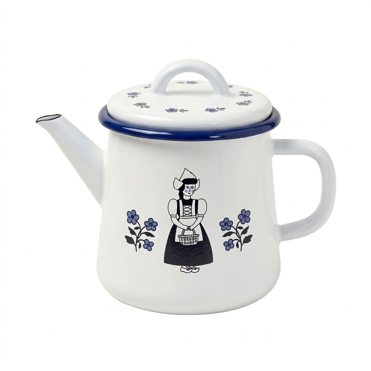 Vintage mutfak ve kahvaltı masaları için 1200 ml desenli sağlıklı emaye çaydanlık üstü Çamlıca Home