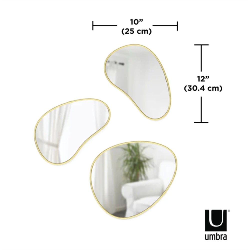 Hubba 3'Lü Set Gold Çerçeveli Ayna - Umbra