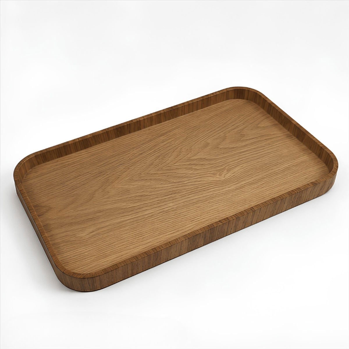Çamlıca Home İskandinav kavisli kenarlıklı doğal ahşap sehpa tepsisi 35.5x21 cm
