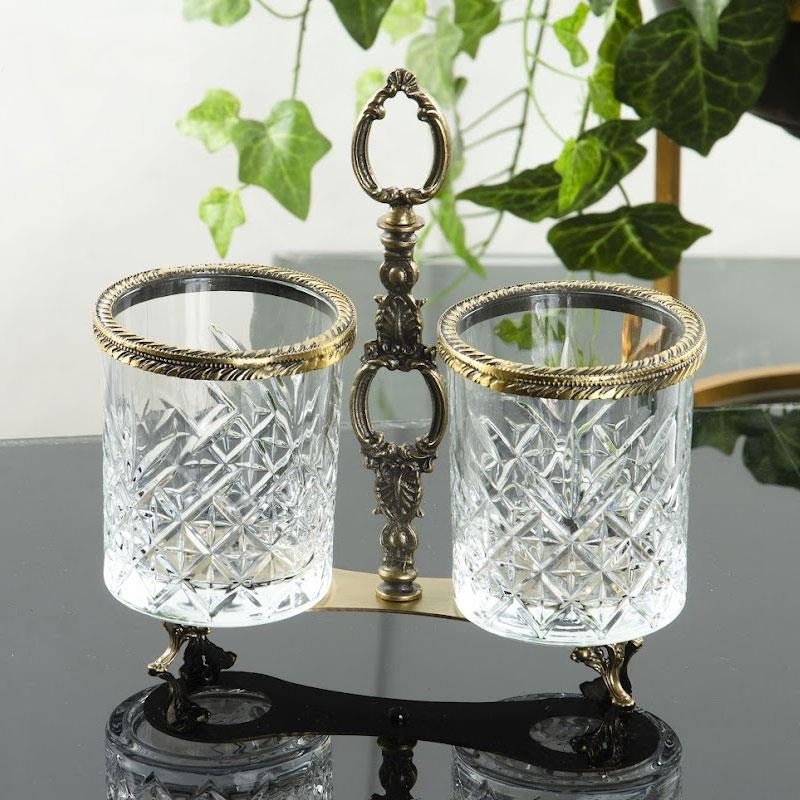 Kristal 2'li Kaşıklık Bronz - Çamlıca Home