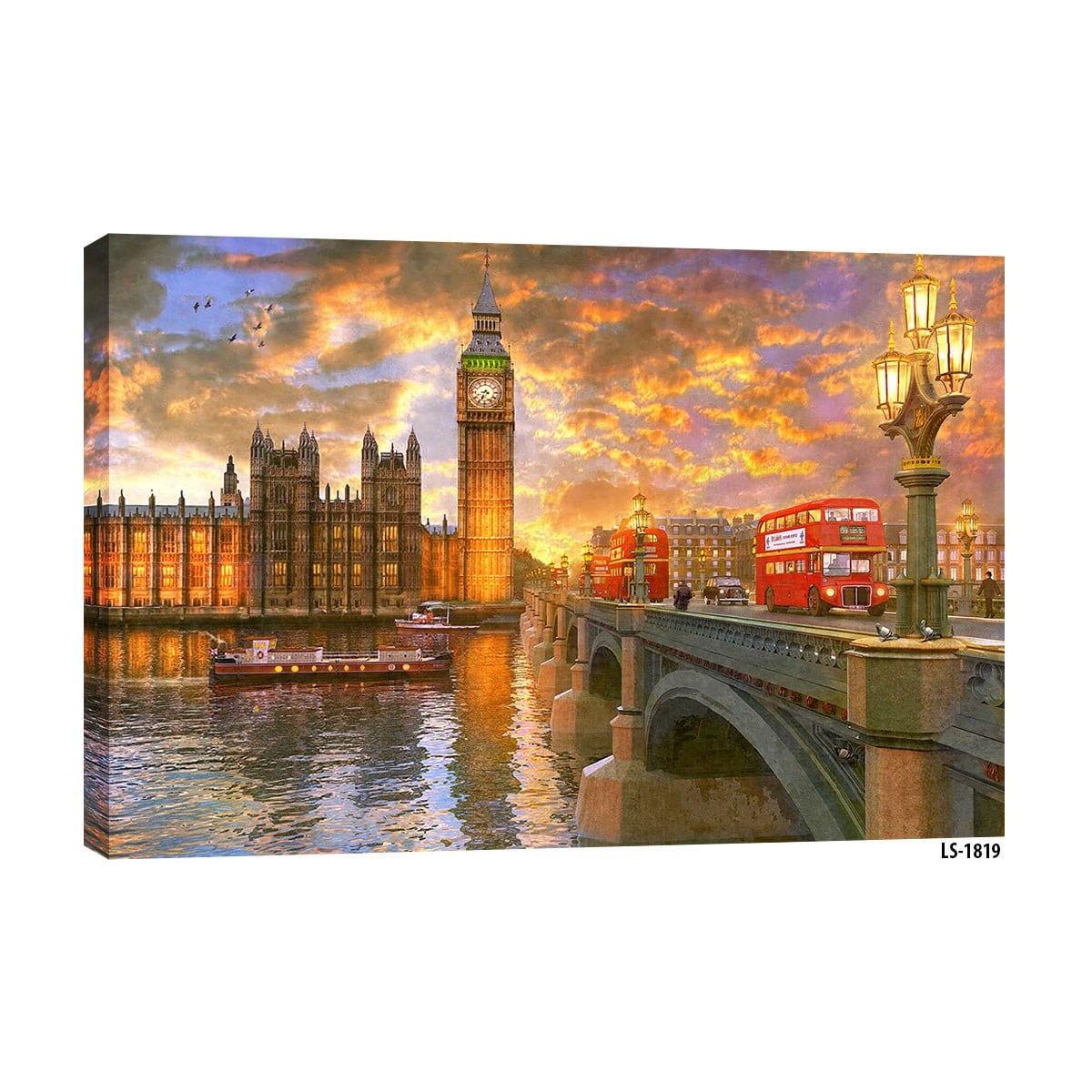 Londra Big Ben ve Kırmızı Otobüs Westminster Köprüsü Tablosu - Çamlıca Home