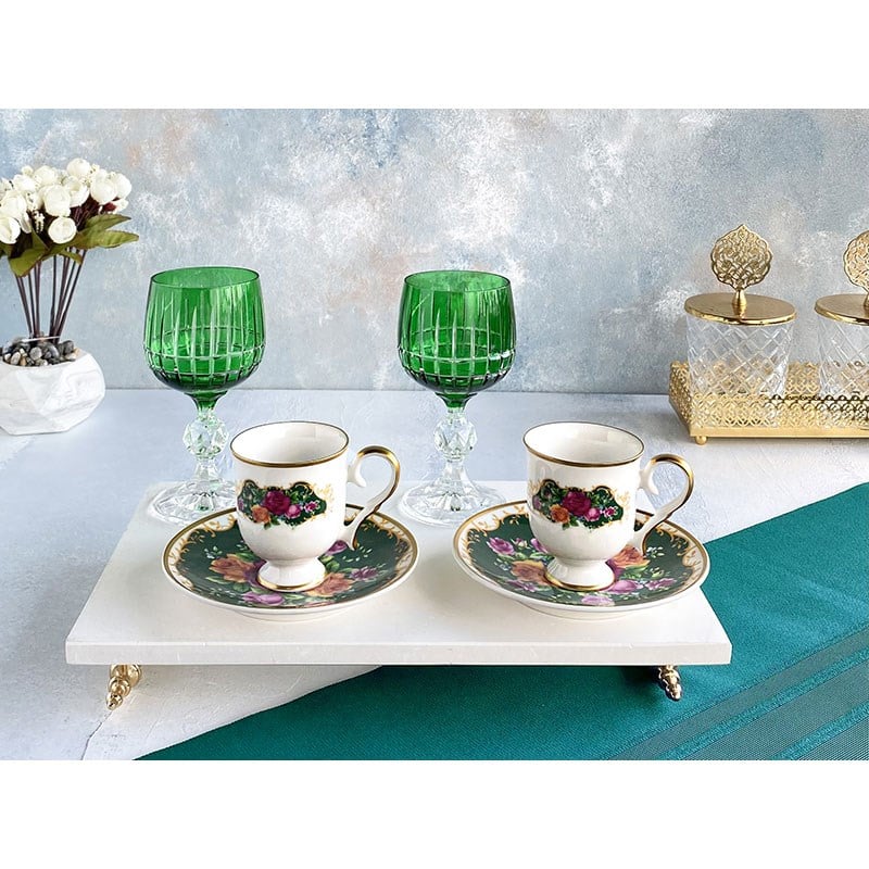 Lotus Yeşil 2 Kişilik Kahve Seti - Mondecor