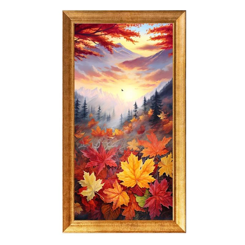 LS-4416 Altın Çerçeveli Sonbahar Manzarası Tablosu - 60x120 cm