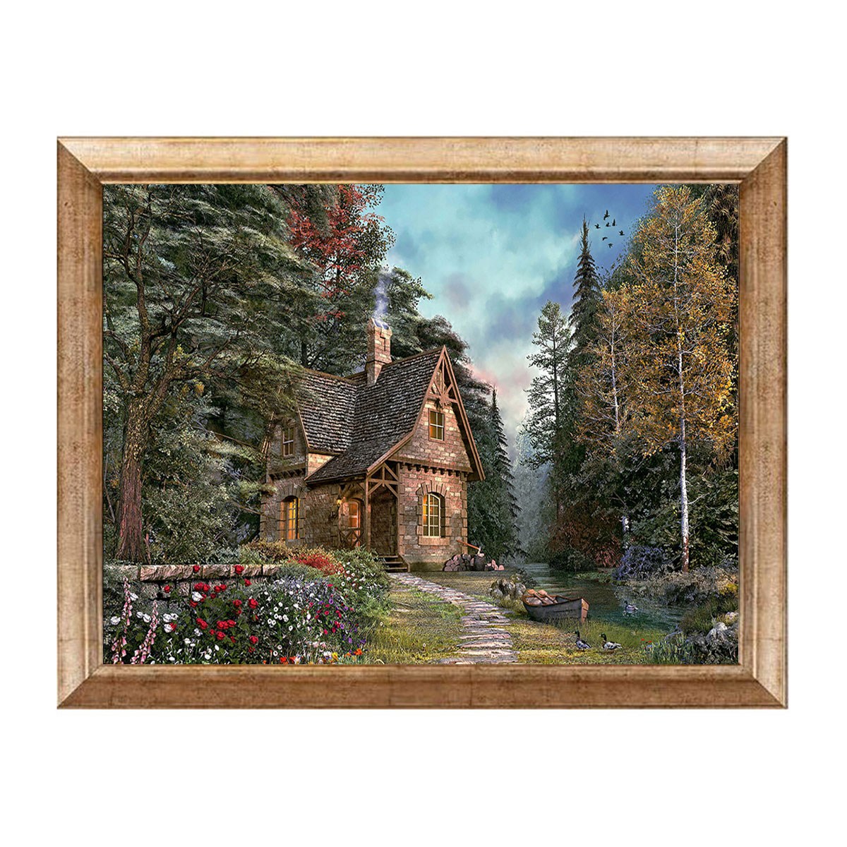 Butik dağ oteli lobisi ve ahşap konsept kafelere samimiyet katan eskitme çerçeveli tablo ls-2606 Çamlıca Home