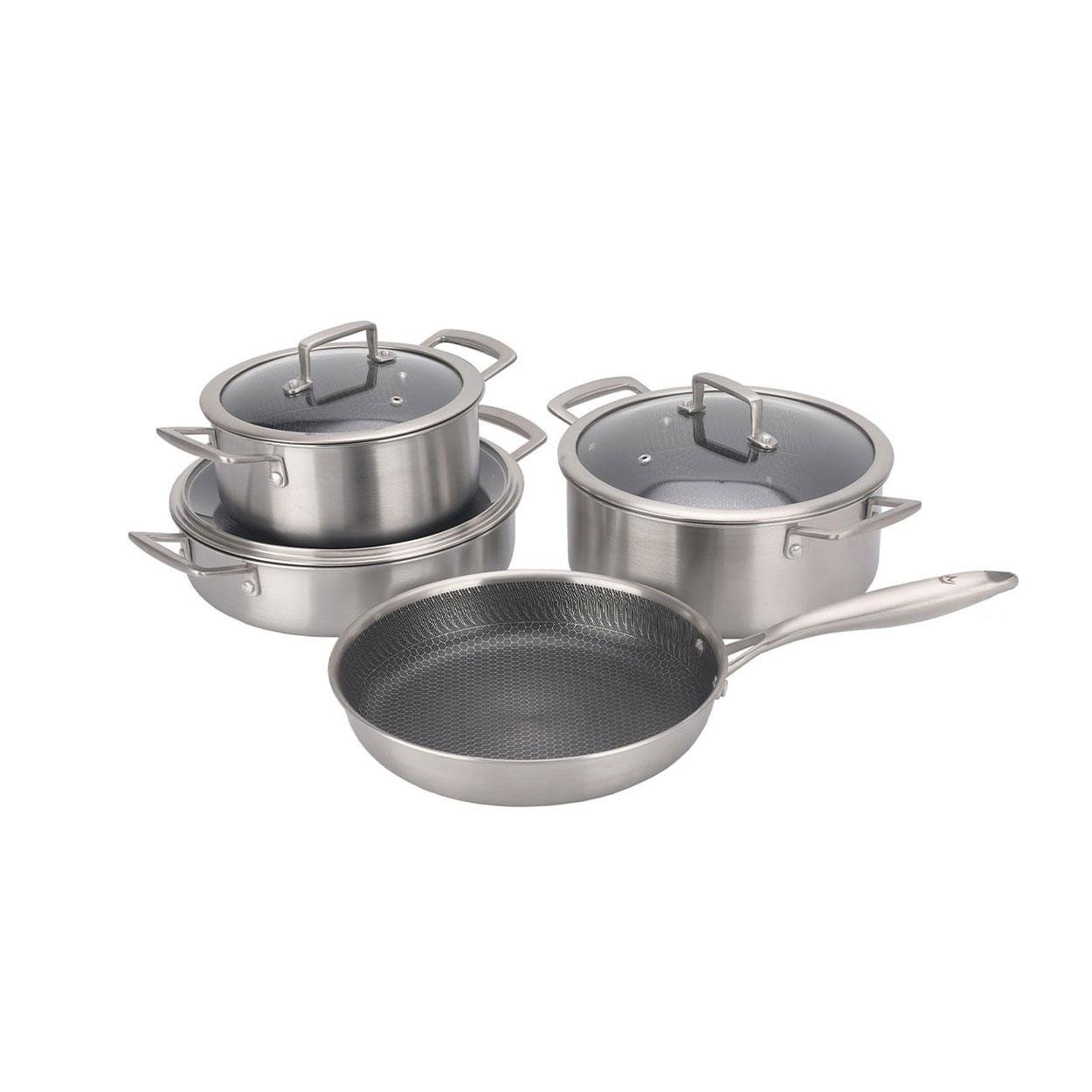 Maxx Doria Steel Fusion 7 Parça Çelik Tencere Seti - 3 Tencere ve 1 Tava