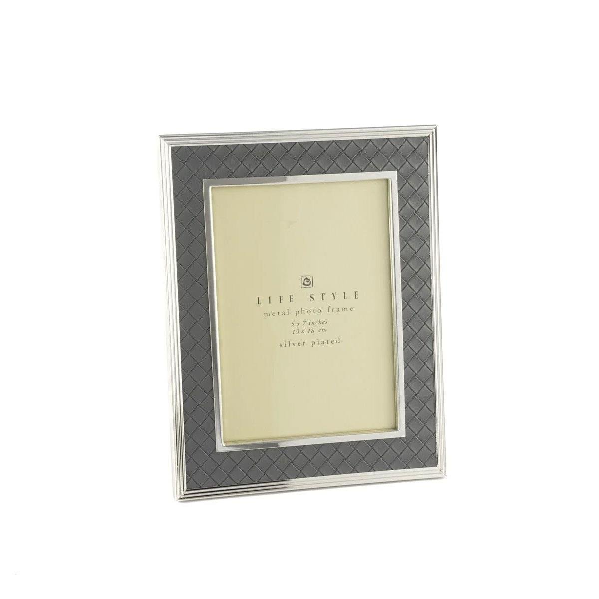 Mikasa Moor Gri Gümüş Rengi Deri Desenli (Örgülü) Metal Çerçeve 13x18 cm