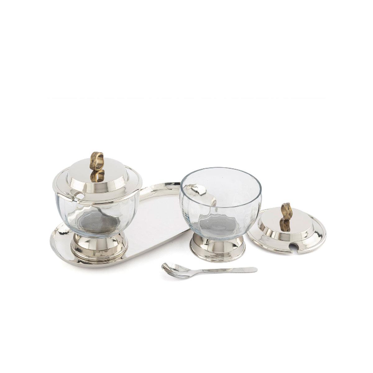 Mikasa Moor gümüş detaylı 2'li cam çerezlik sunum seti