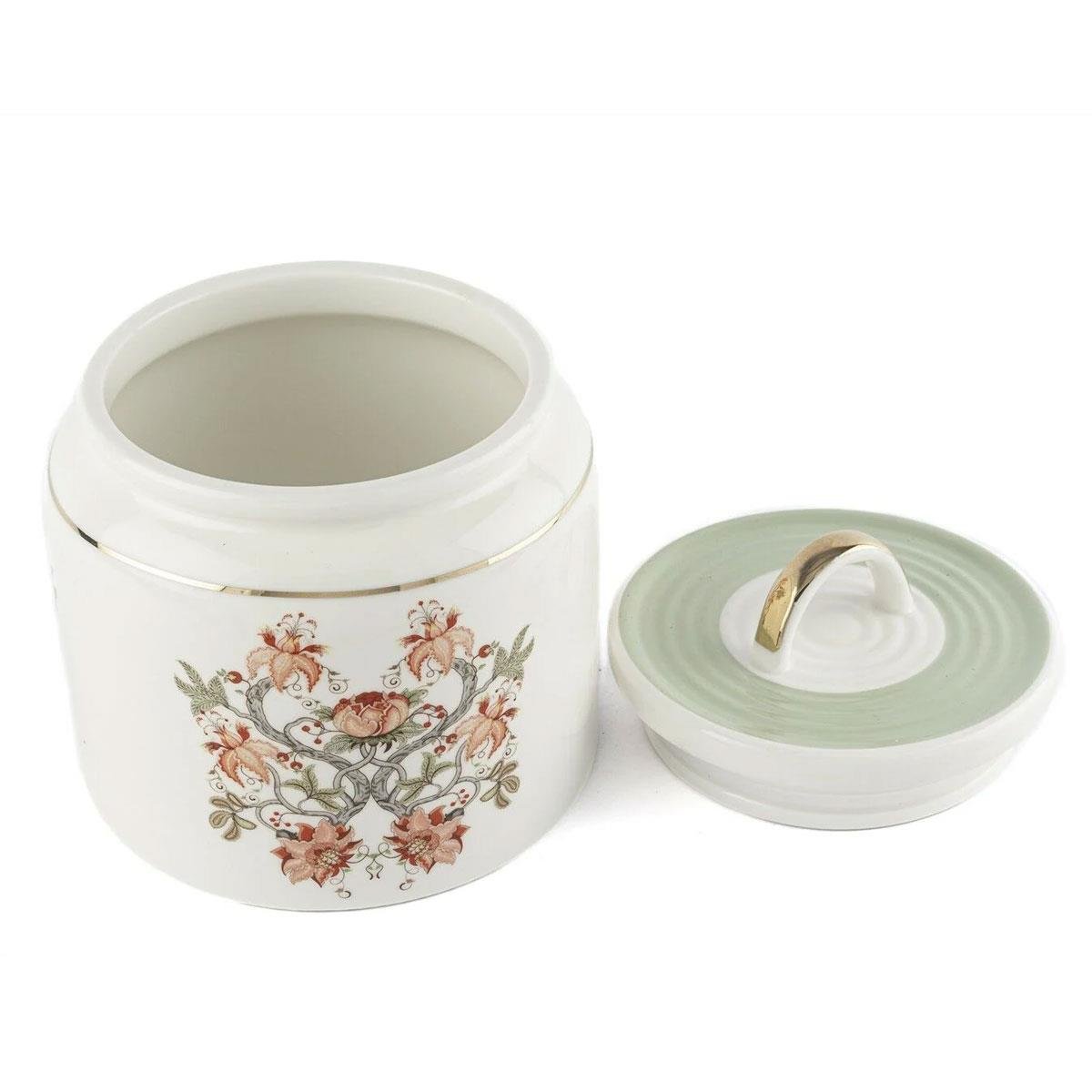 Mikasa Moor Mystic Floral Porselen Kavanoz 500ml - Gold Kulplu, Çiçek Desenli Lüks Mutfak Saklama Kabı (Açık)