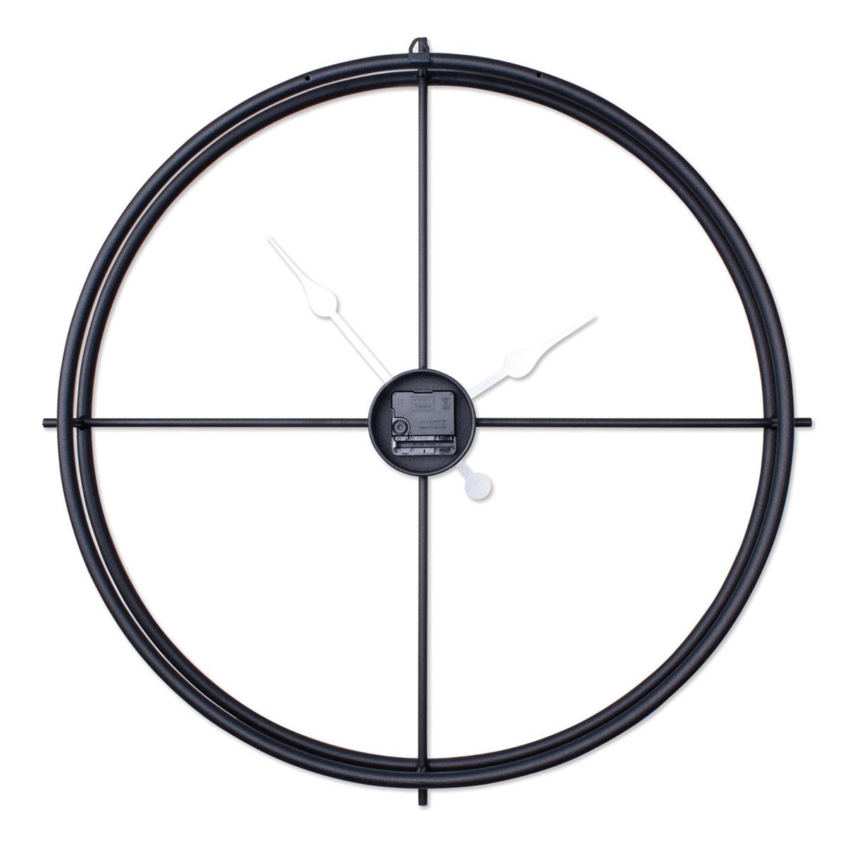 Büyük Boy (66.5 cm) Minimal Siyah İskandinav Duvar Saati - Arkadan Görünüm ve Saat Mekanizması
