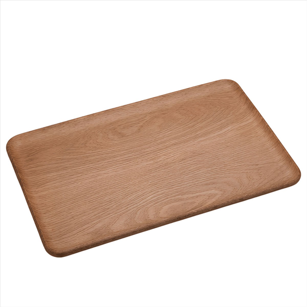 Çamlıca Home İskandinav kavisli doğal meşe ahşap sunum tepsisi 33x23 cm