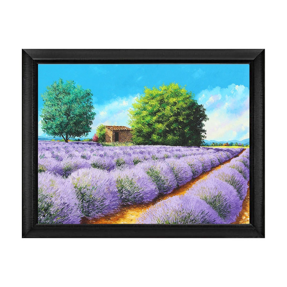Fransız Provence dokusunu modern mekanlara taşıyan mat siyah çerçeveli doğa tablosu ls-1960 Çamlıca Home
