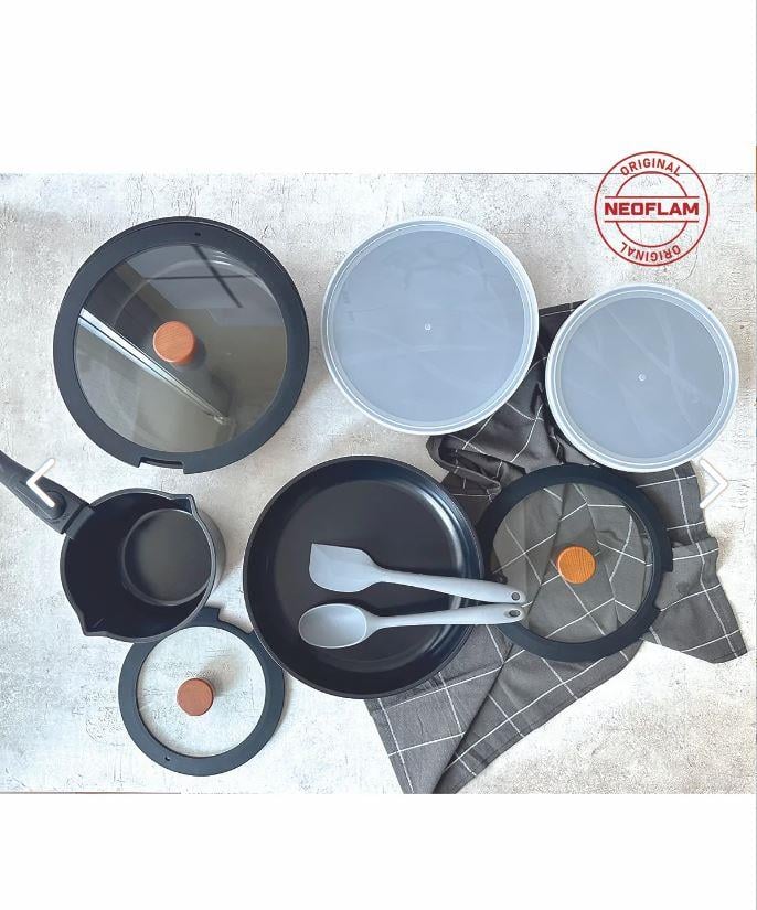 Neoflam Midas İnduction 11 Parça Tencere Tava Seti Siyah - NEOFLAM