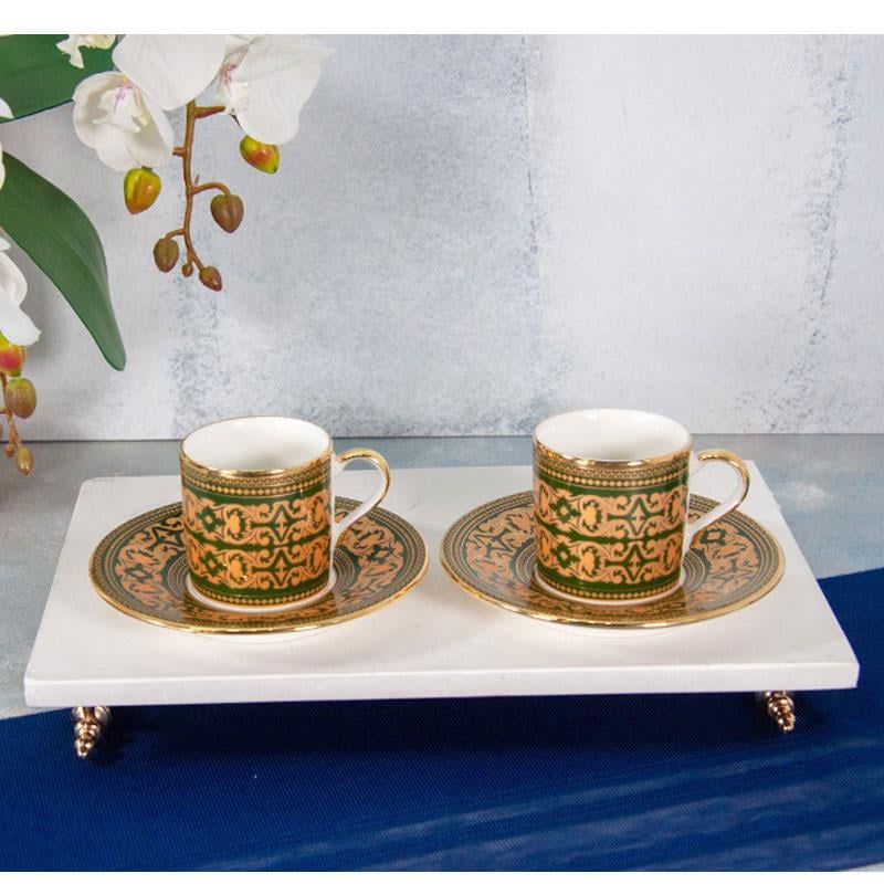 Ottoman Yeşil 2'li Kahve Fincanı Takımı - Mondecor