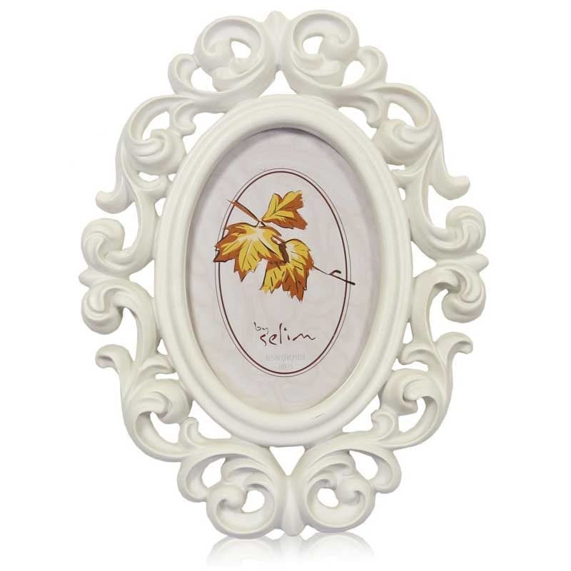 Oymalı Oval Çerçeve Krem 10 x 15 cm