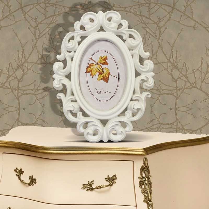 Oymalı Oval Çerçeve Krem 10 x 15 cm