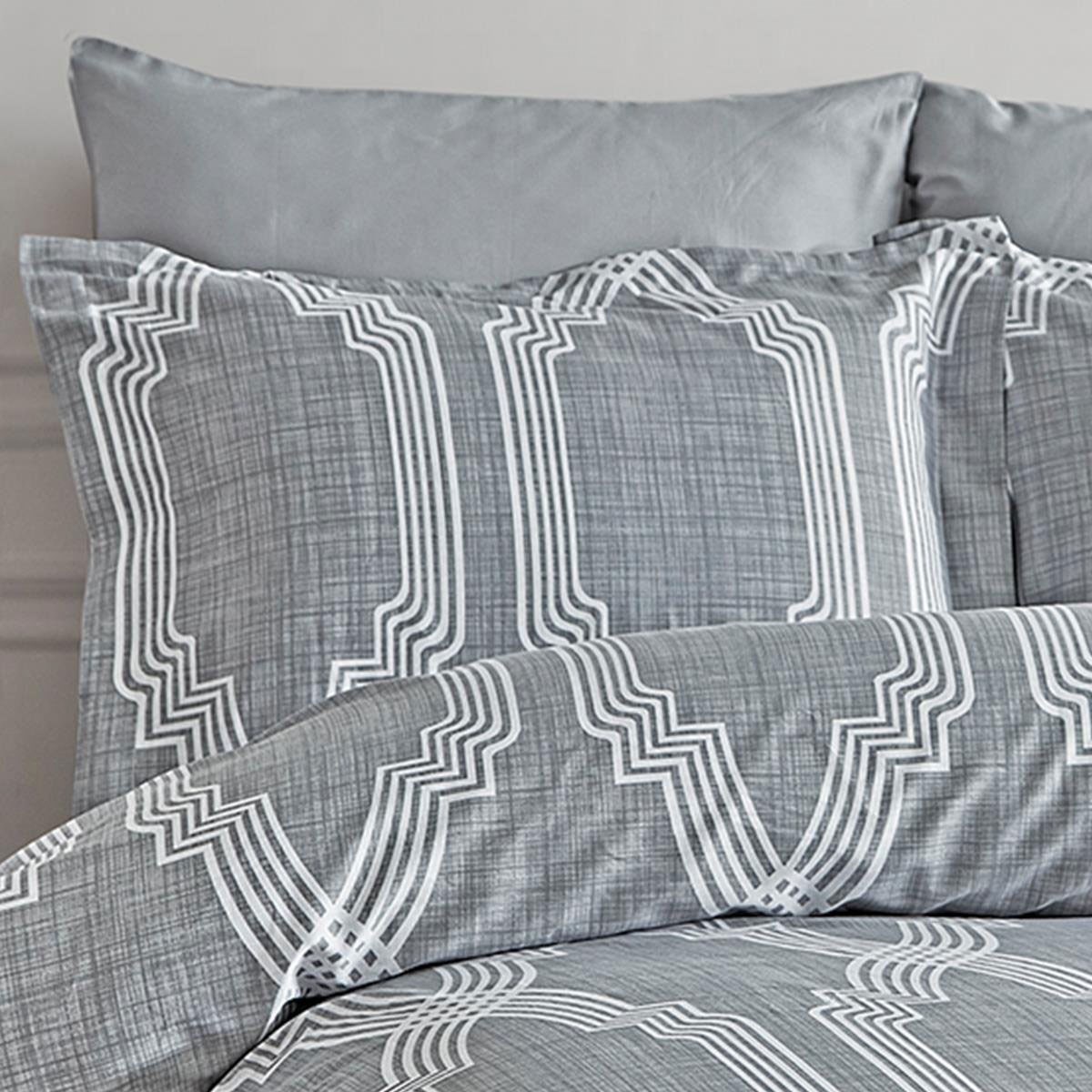 Pamuk Saten Çift Kişilik Nevresim Takımı 200x220 cm - Exxen Gri - İyi Geceler İstanbul
