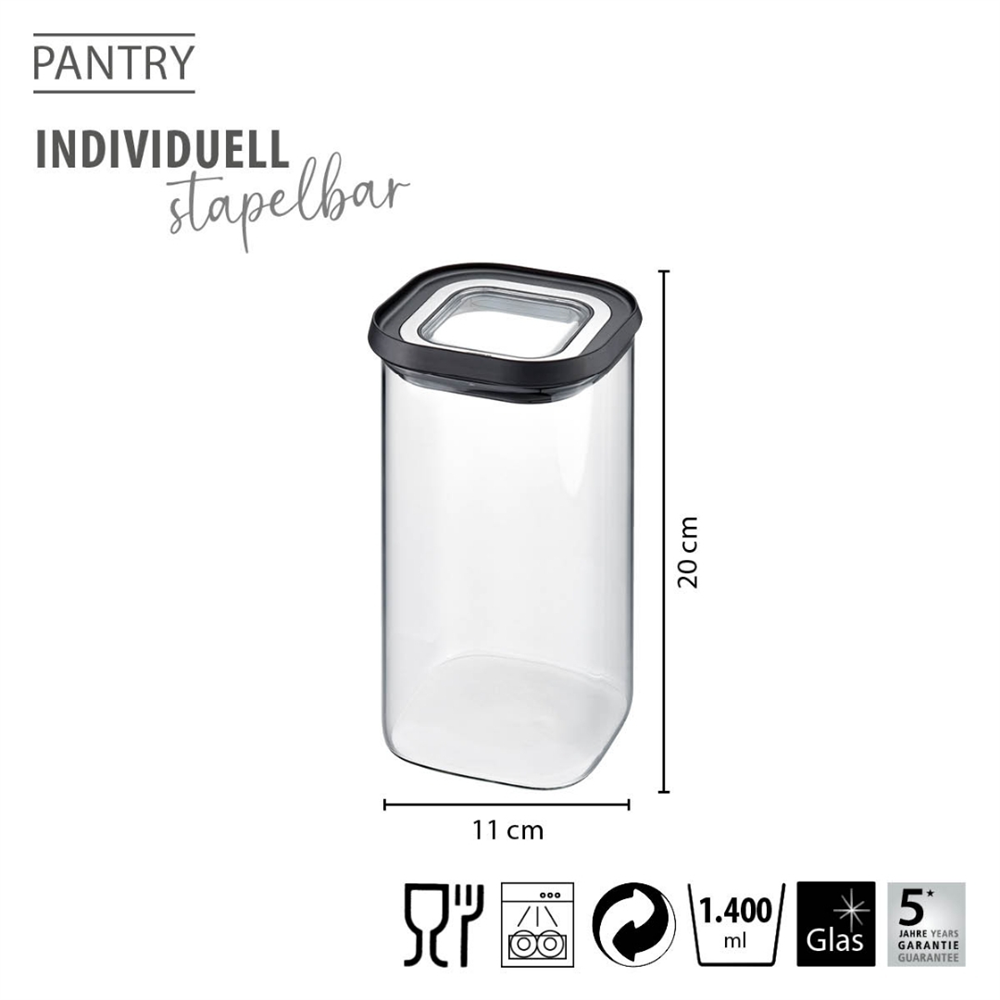 Pantry Erzak Saklama Kabı 1400 Ml 11x11x20 cm - Gefu