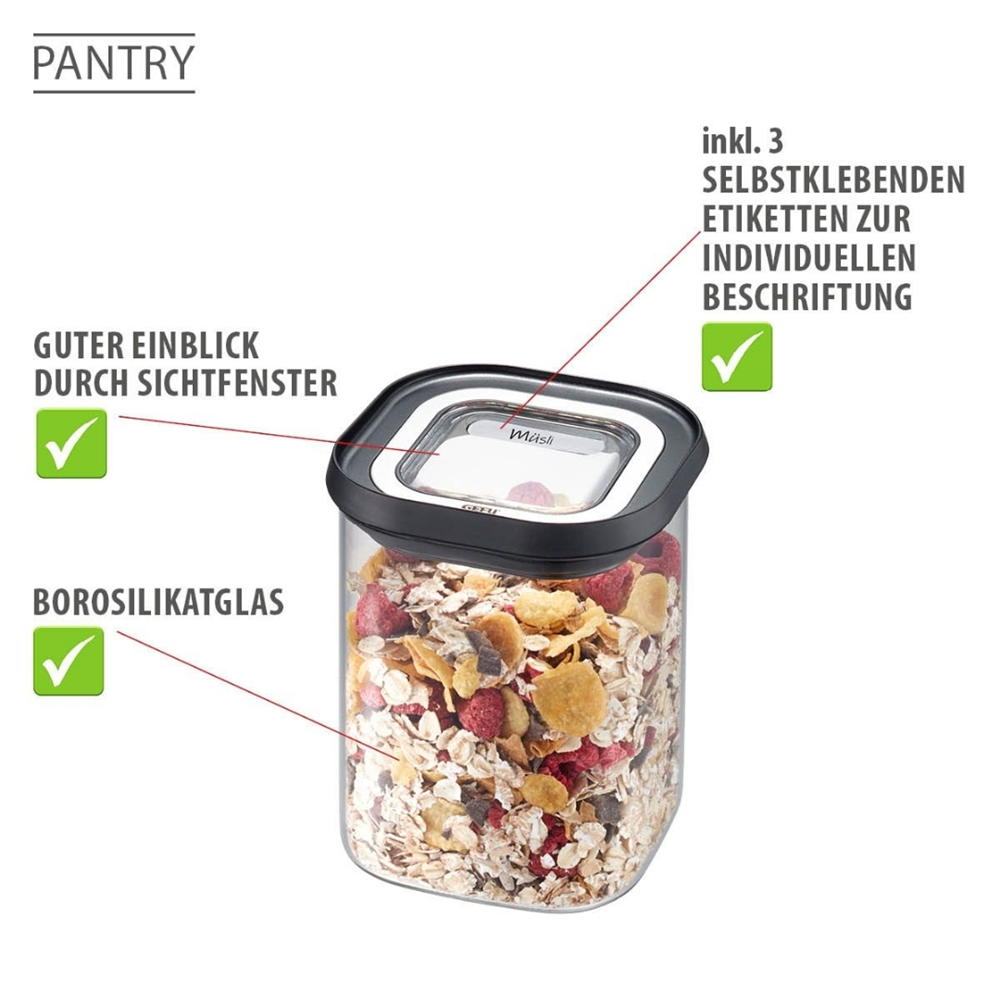 Pantry Erzak Saklama Kabı 900 Ml 11x11x13,5 cm - Gefu