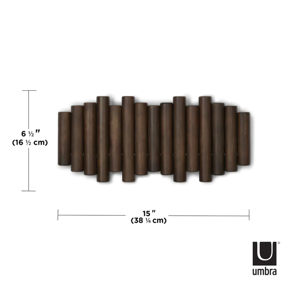 Picket Duvara Monte 5'Li Askılık Ceviz Renk 38x17x4 cm - Umbra