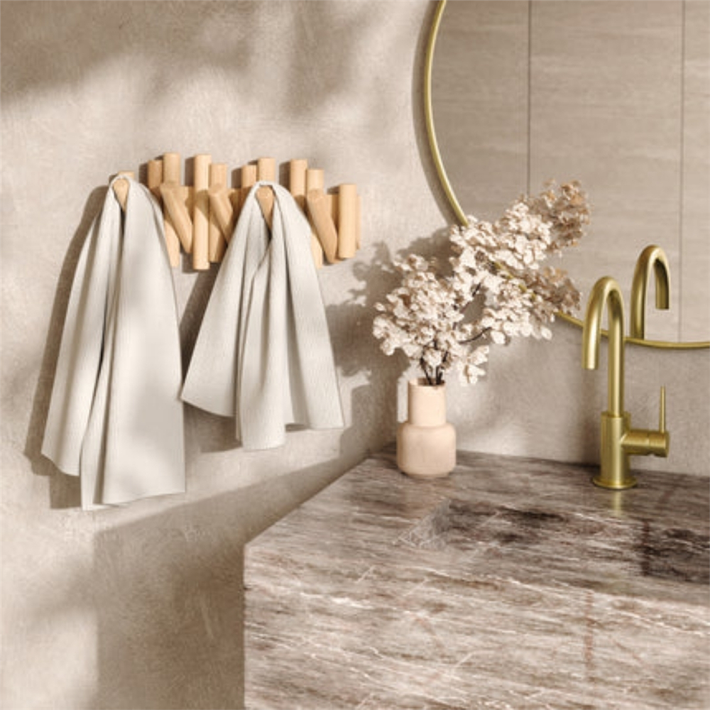 Picket Duvara Monte 5'Li Askılık Naturel Renk 38x17x4 cm - Umbra