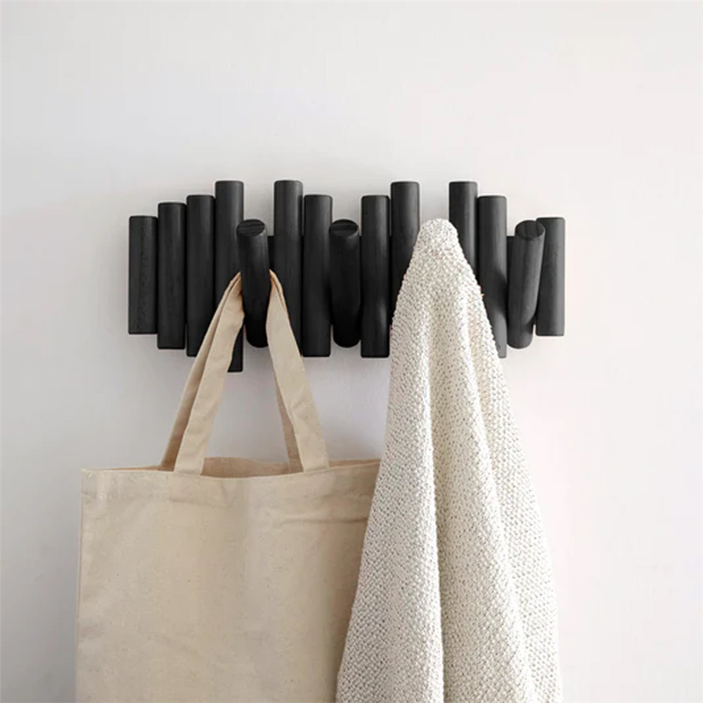 Picket Duvara Monte 5'Li Askılık Siyah Renk 38x17x4 cm - Umbra
