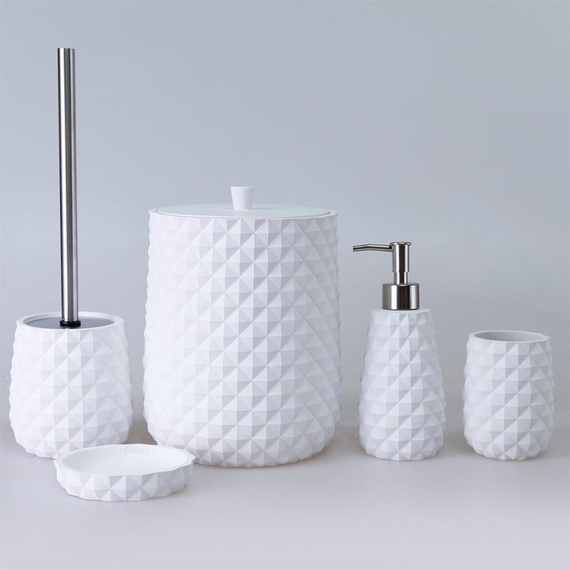Piramit 5 Parça Banyo Seti Beyaz - By Selim