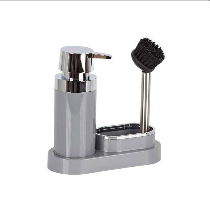 Polen Mutfak Seti Gri Sıvı Sabunluk Fırça - Primanova