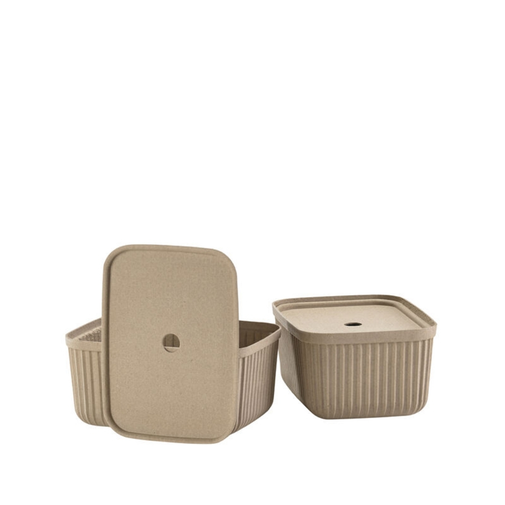 Pulp 2'Li Saklama Kutusu 7,7 L Çamur Rengi 32 x 23 x 15 cm - Zone Denmark