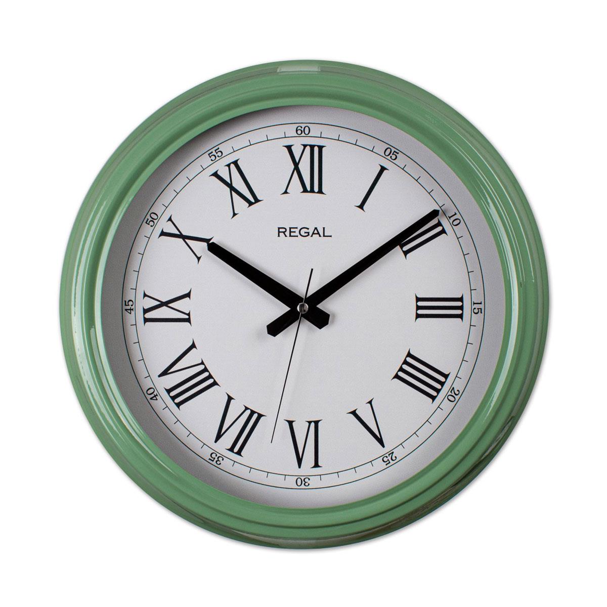 Regal Roma Rakamlı Canlı Yeşil Metal Duvar Saati - Beyaz Kadranlı, Klasik Dekoratif Salon Saati